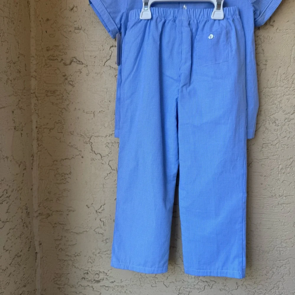 NWT Edgehill Collection Little Boys' Peter Pan Cap Sleeve Tab Pants Set Sz 6